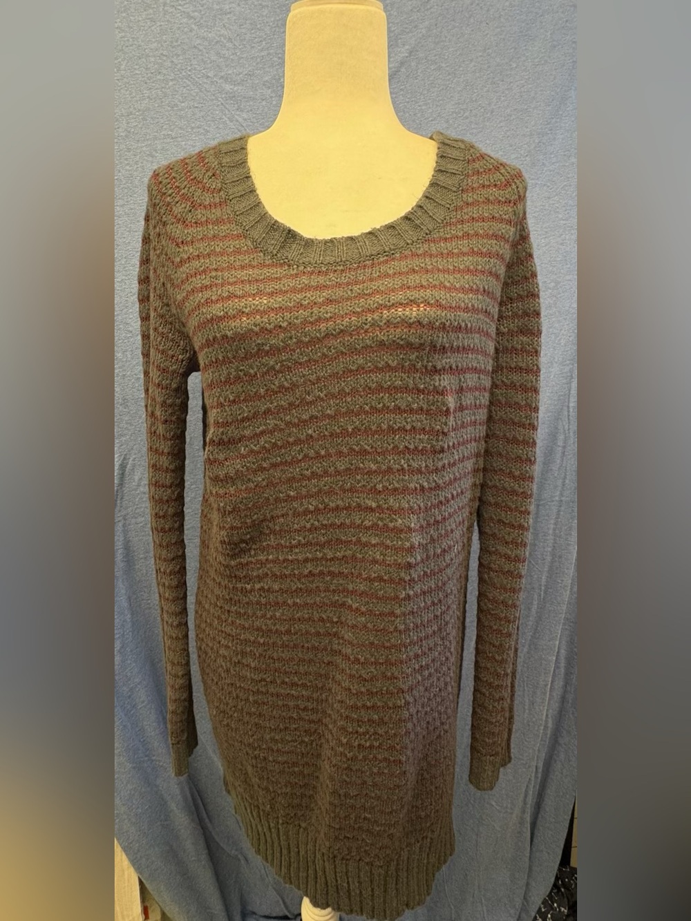 Rubbish Women's gray and maroon Striped Knit Sweater Dress